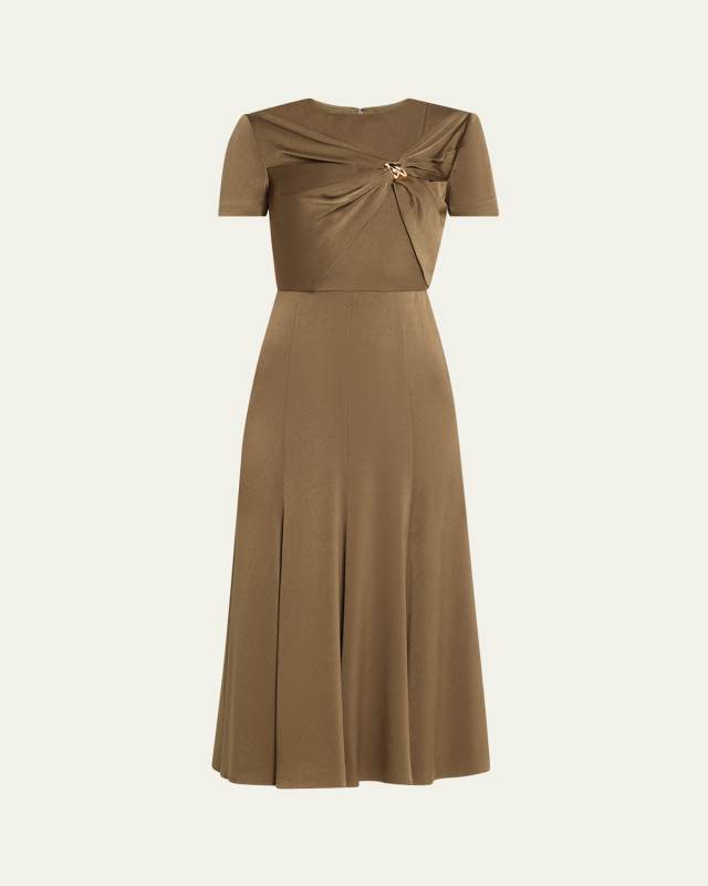 Draped Satin Crepe Midi Dress